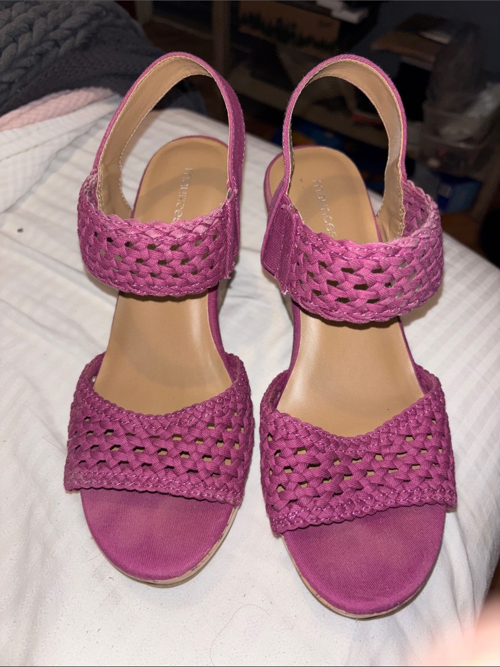 Maurices Pink Woven Slingback Sandals